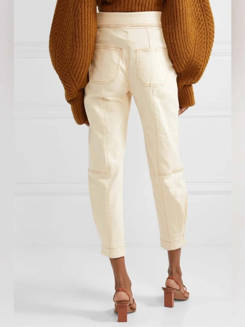 Ulla Johnson Size‎ 2 Storm Belted Jeans In Blanc High Rise Tapered Leg